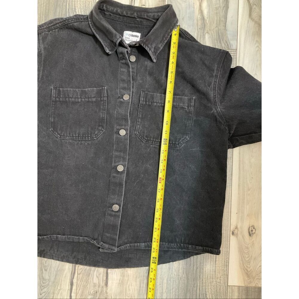 Cisono black wash denim button down jacket size large - Picture 9 of 10